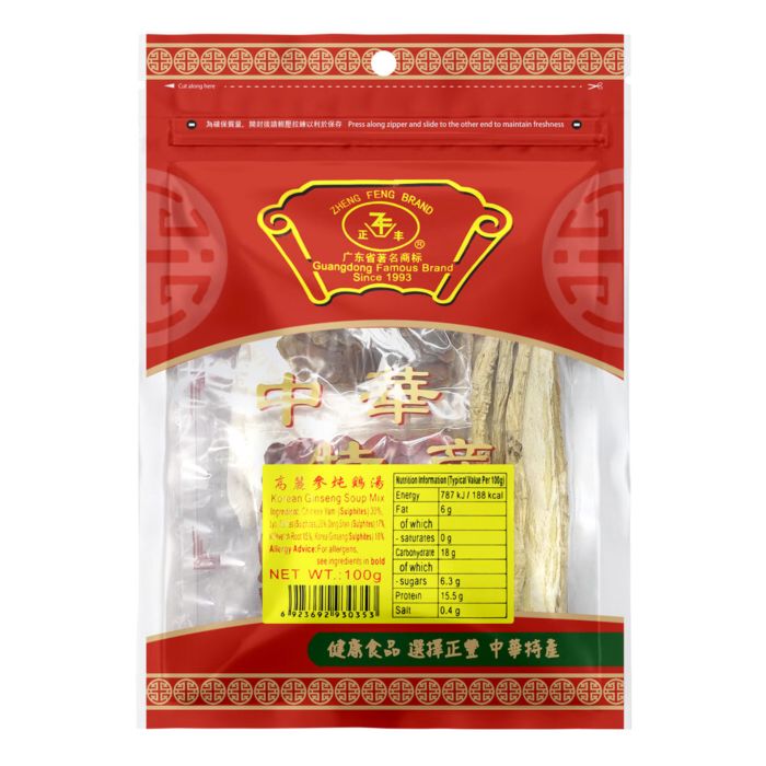 单包正豐高麗參燉雞湯包 Retail 1x100g ZF Ginseng Soup Mix tangL