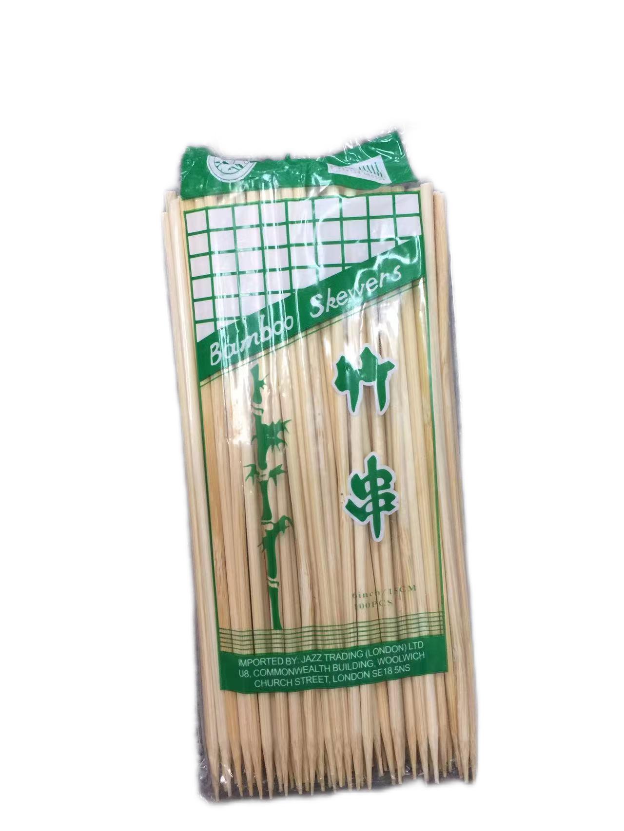 【六寸竹签】 ALLl 1X100S BAMBOO SKEWER 6'' (15CM)  【100包/箱】 zhuqian