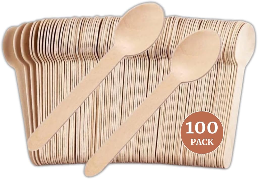 【竹汤勺】NATURE LEAF BIRCHWOOD SPOONS 【100PCS*10 PACK】 ShaoZ